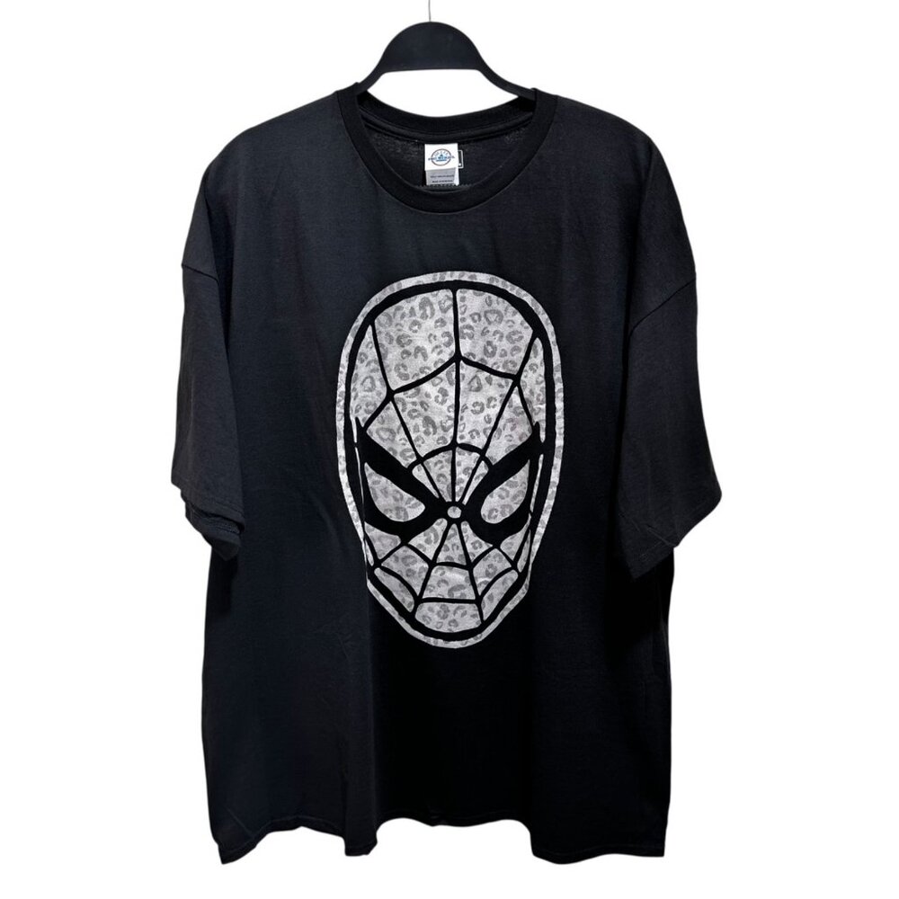 Marvel Spider-Man Mens Size 3XL Black Leopard Print Mask Graphic Tee T-shirt NEW